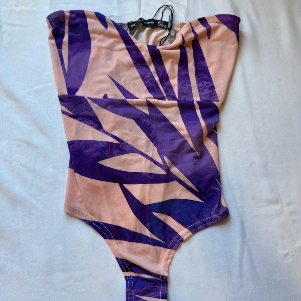 PrettyLittleThing Purple and Pink Bodysuit/Swimsuit